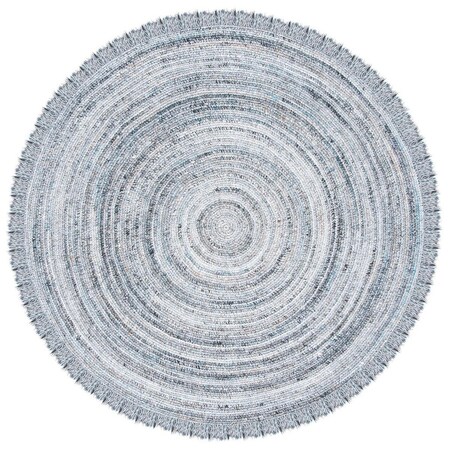 Safavieh 3 x 3 ft. Braided Hand Woven Round Area Rug; Grey & Blue BRD950M-3R